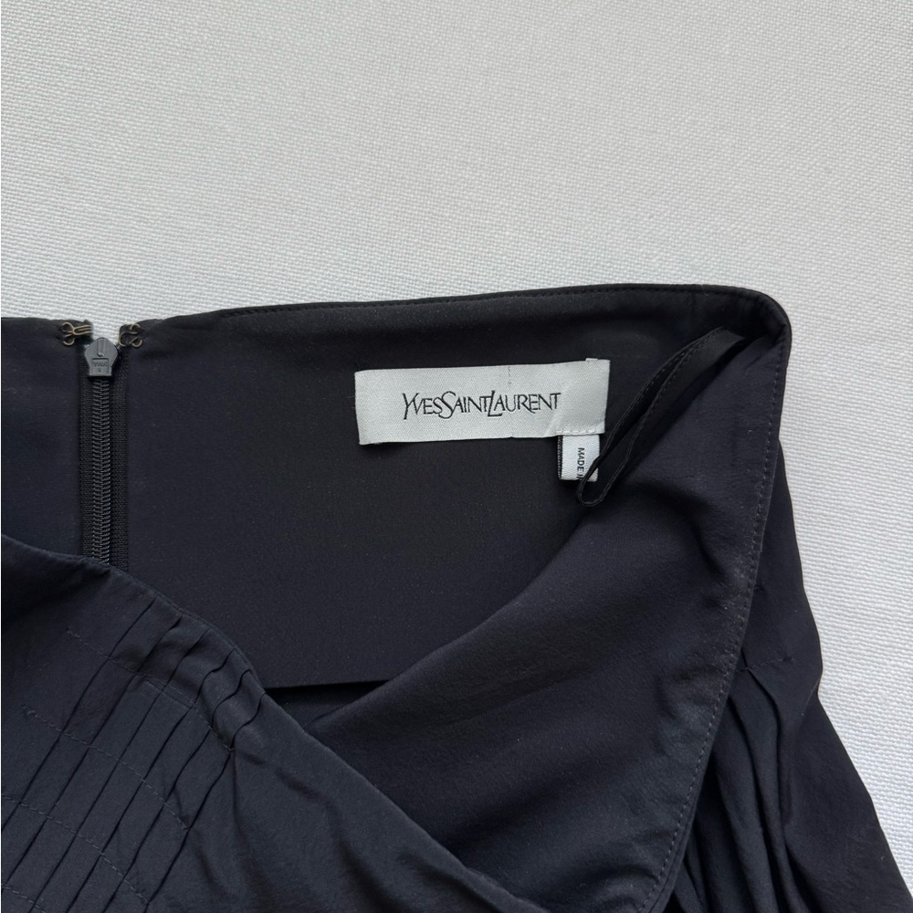 Yves Saint Laurent Black Midi A-Line Skirt